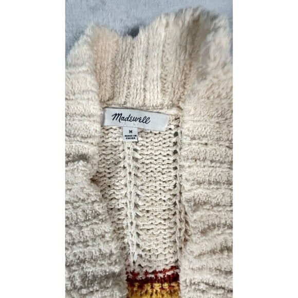 Madewell Striped Diaz Open Front Cardigan Cotton Blend Women's Sweater Sz M - Picture 9 of 11